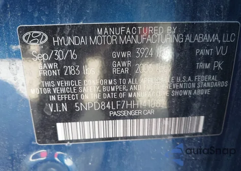 2017 Hyundai Elantra Se из США, поврежденный, VIN 5NPD84LF7HH141082